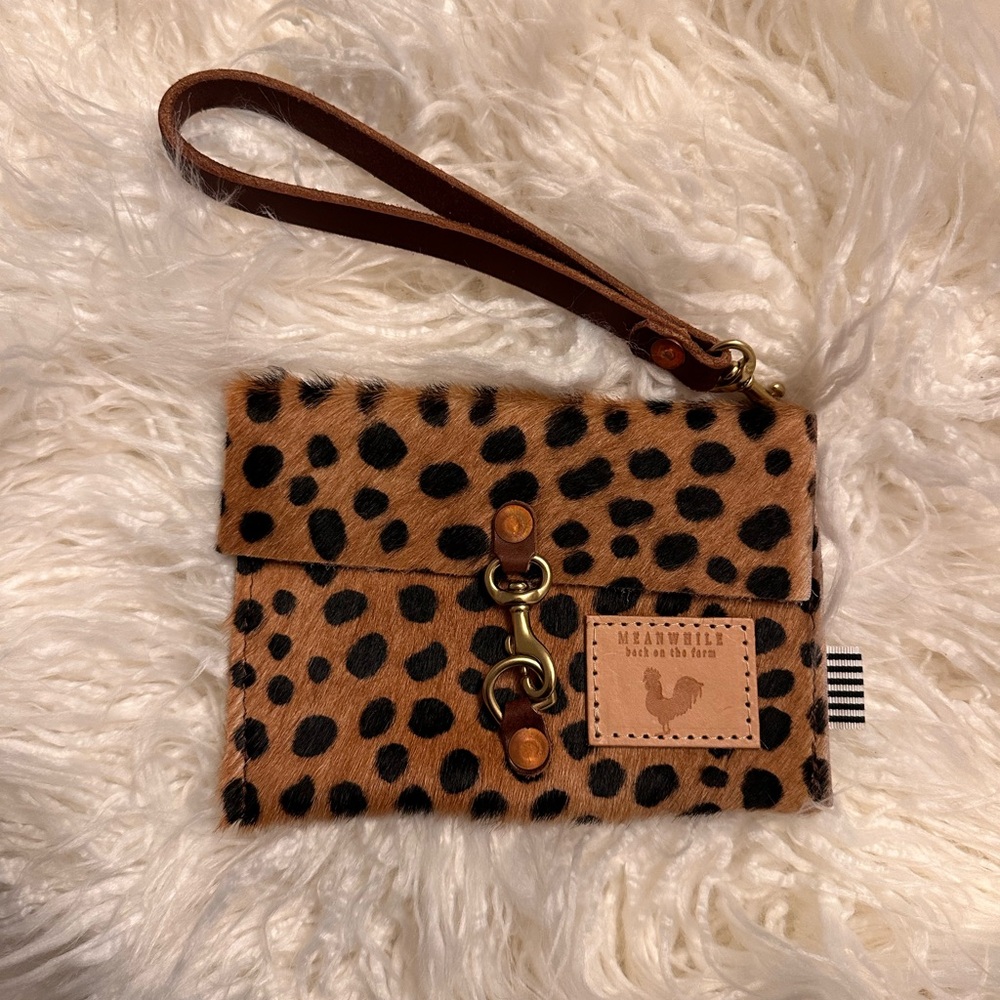 Meanwhile Back on the Farm Leopard print wristlet